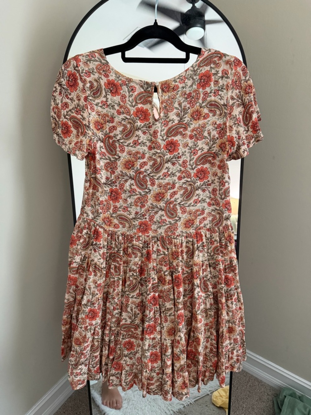 Patrons of Peace Floral Paisley Tiered Mini Dress - Cream & Coral - Picture 5 of 5